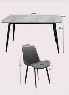 KARNAK Karnak Modern Design Marble 1+4 Dinning Table With Steel Legs And  4 chairs Set And 1 Table With Marble Top And Leg Stainless Steel for Dining Room Kitchen, Coffeeshop Cafeteria K-DS21-Black&GREY  - Image 3