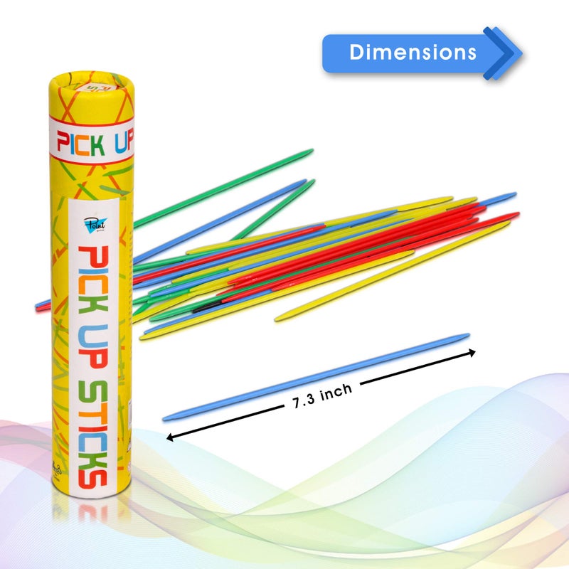 Point Games Pick Up Sticks Game: 30 Brightly Colored Plastic Pick Up Sticks In Storage Can  For All Ages! - Image 4