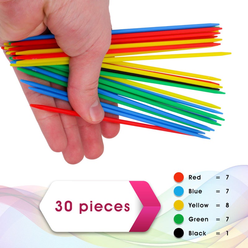 Point Games Pick Up Sticks Game: 30 Brightly Colored Plastic Pick Up Sticks In Storage Can  For All Ages! - Image 5