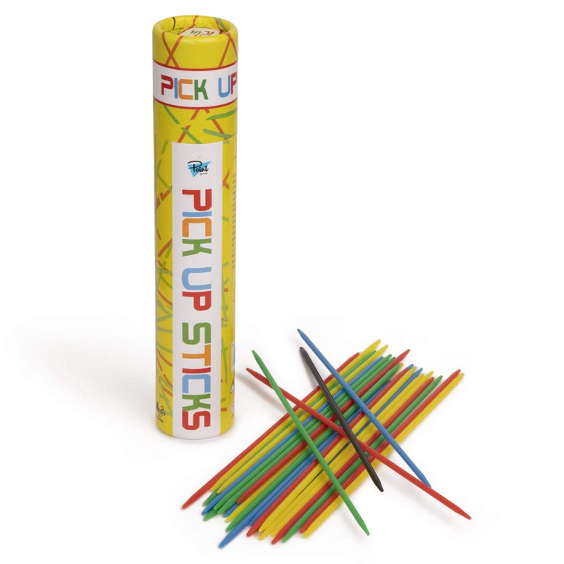 Point Games Pick Up Sticks Game: 30 Brightly Colored Plastic Pick Up Sticks In Storage Can  For All Ages! - Image 1