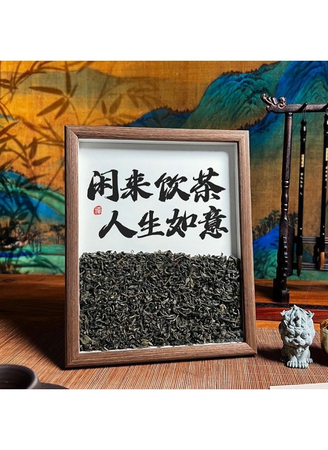 Generic Tea Room Desktop Ornaments Calligraphy And Painting Chinese Style Living Room Decorations Office Photo Frame Table Creative Gifts-Color:10inch [frame Frame + Tea + Calligraphy And Painting] [27.6*22.5cm] - Keep Your Love Running To The Mountains And Seas  - Image 3