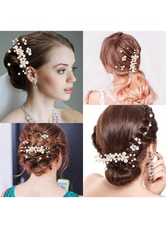 Geosar 9 Pieces Pearl Bride Wedding Hair Comb Pearl Hair Pins Set Bridal Side Comb U Shape Bridal Hair Clip Pearl Bobby Pins Updos Hair Piece Wedding Hair Accessories for Women Girls (Gold)  - Image 5