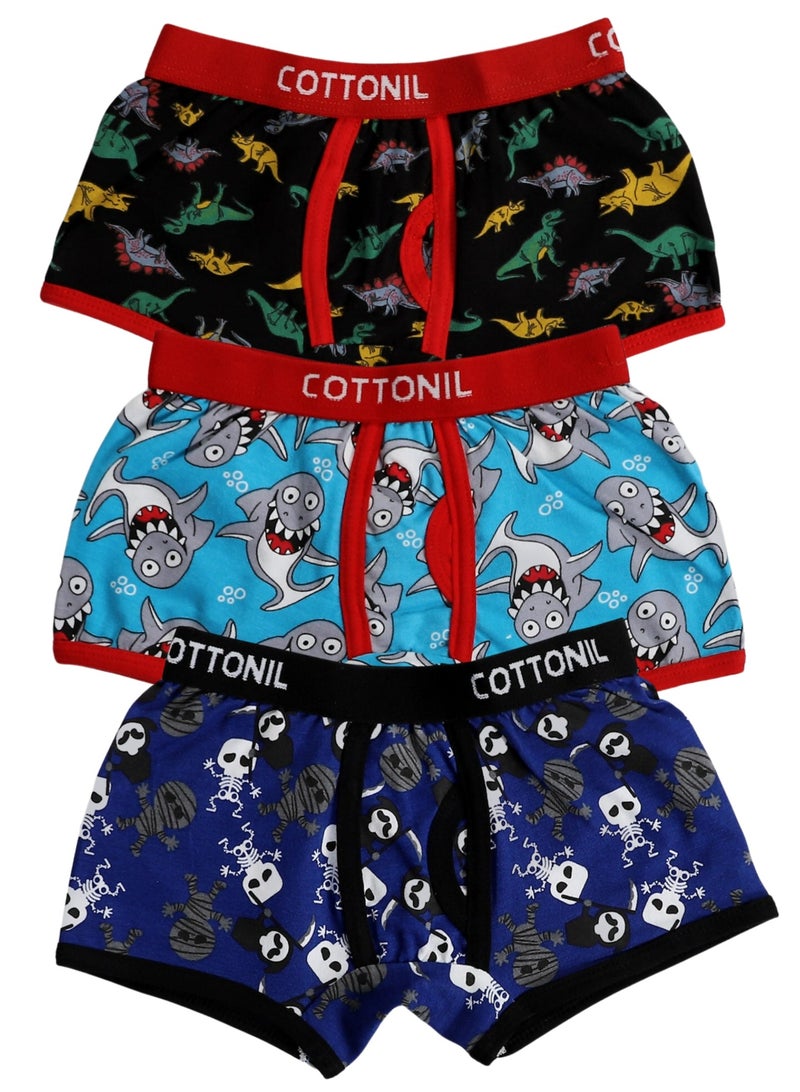 COTTONIL Pack of 3 Cotton Design Boxer For Boys  - Image 1