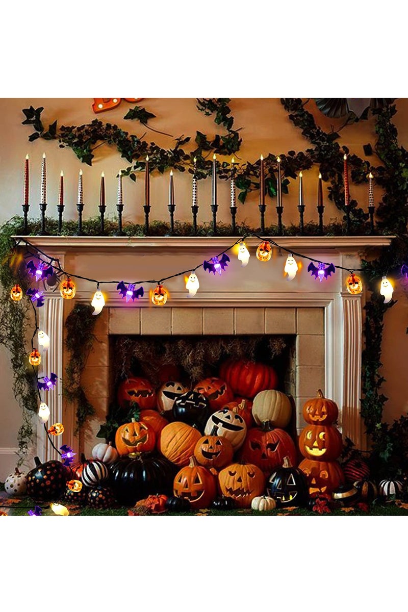 Chielor Halloween String Lights Battery Operated 16 Feet 30 LED 3D Pumpkin Bat Ghost Light with Timer - 8 Lighting Modes Fairy Light for Window Indoor Outdoor Decor Halloween Party Decorations - Image 5