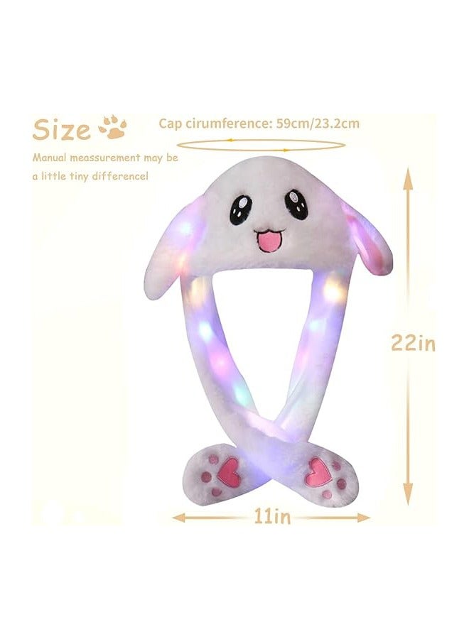 LED Glowing Plush Moving Rabbit Hat Funny Glowing and Ear Moving Bunny Hat Cap for Women Girls, Cosplay Party Holiday Hat - Image 2
