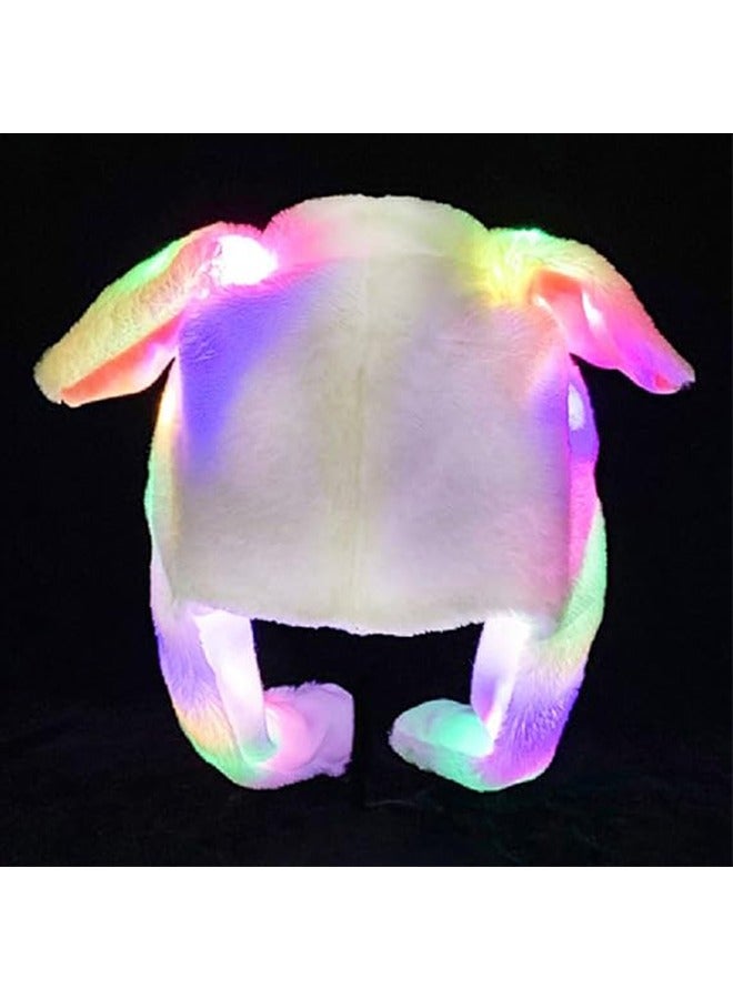 LED Glowing Plush Moving Rabbit Hat Funny Glowing and Ear Moving Bunny Hat Cap for Women Girls, Cosplay Party Holiday Hat - Image 4