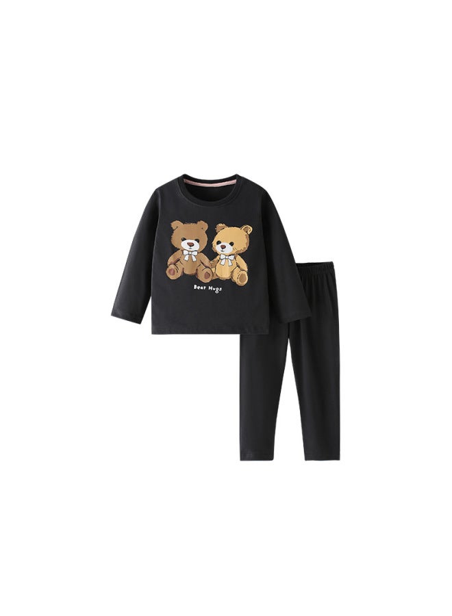 Kids Home Clothes Autumn Winter European And American Two-piece Round Neck Long Sleeve Casual Suit