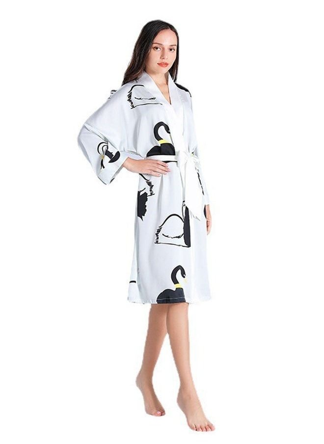 Arabest - Women's Bathrobes Spring and Summer Ice Silk Nightdress Simple Homewear  Satin Silk Imitation Bathrobes - Image 1