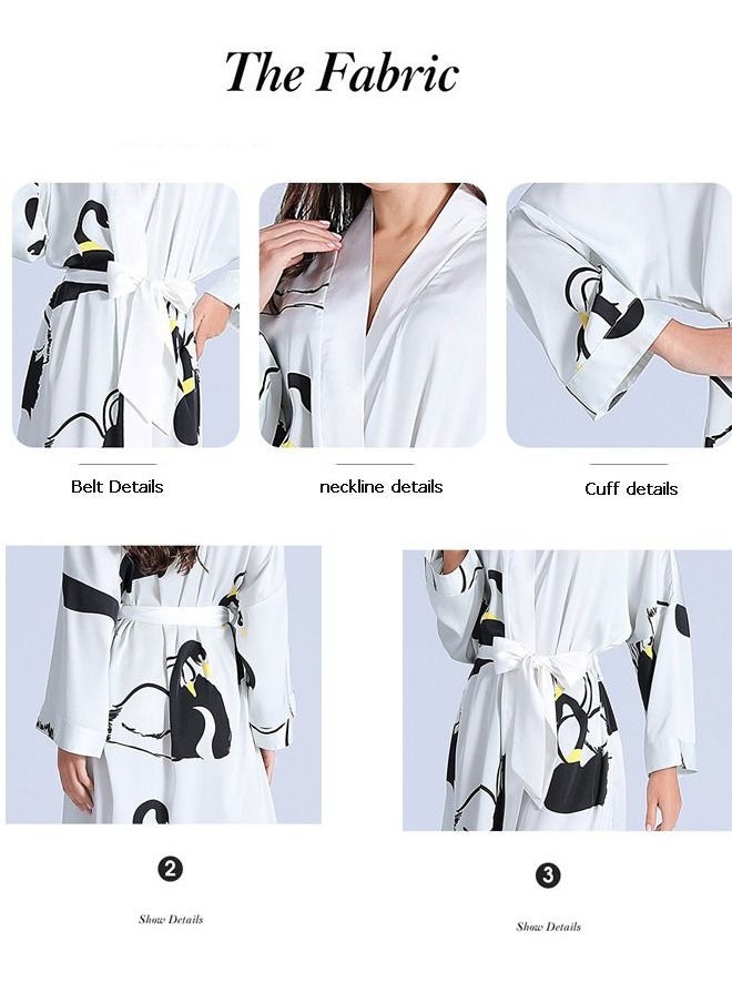 Arabest - Women's Bathrobes Spring and Summer Ice Silk Nightdress Simple Homewear  Satin Silk Imitation Bathrobes - Image 1