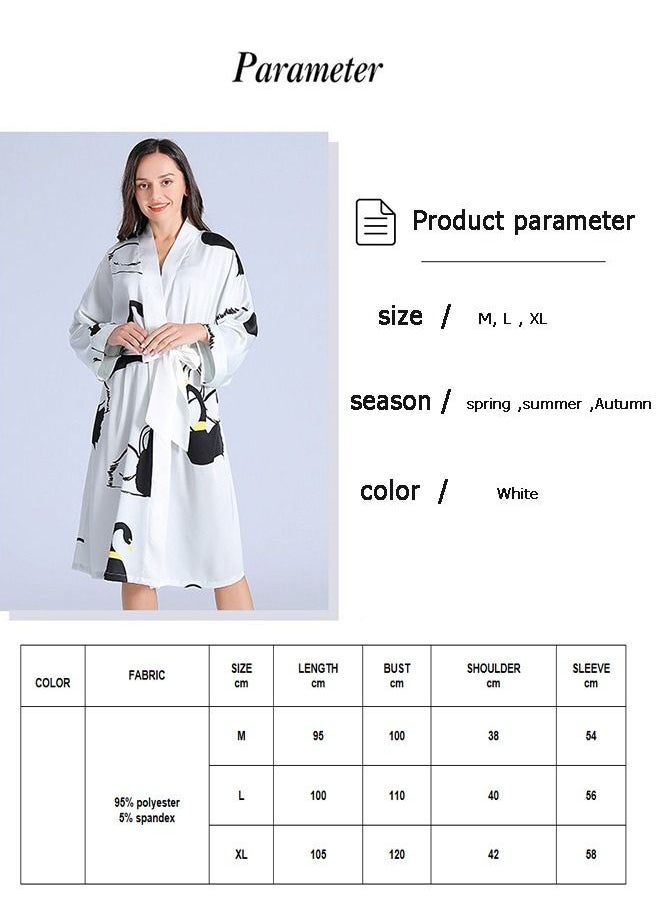Arabest - Women's Bathrobes Spring and Summer Ice Silk Nightdress Simple Homewear  Satin Silk Imitation Bathrobes - Image 1