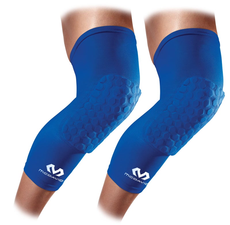 McDavid Hex Knee Compression Sleeves, Pull-On Padded Protection, Moisture Wicking (1 Pair) Royal ADULT- Small - Image 1