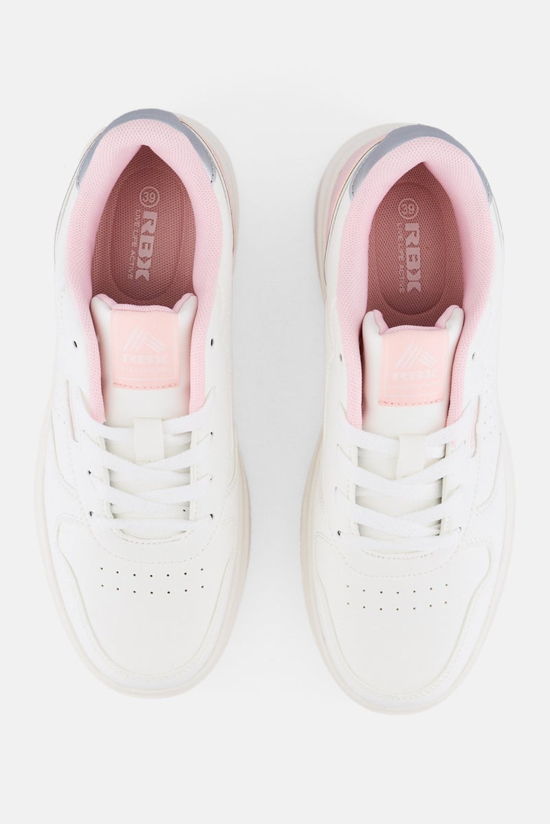 RBX Women Brand Logo Lace Up Outdoor Shoes, White  - Image 3