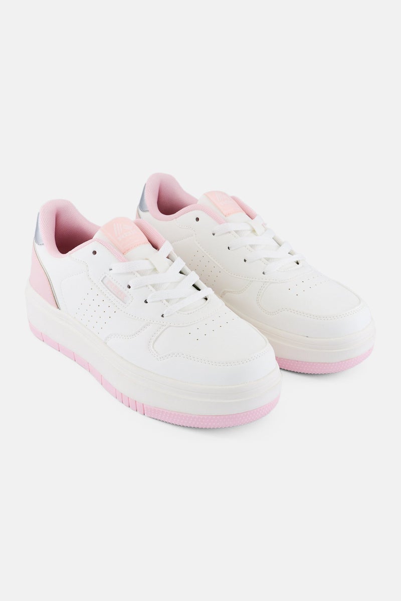 RBX Women Brand Logo Lace Up Outdoor Shoes, White  - Image 1