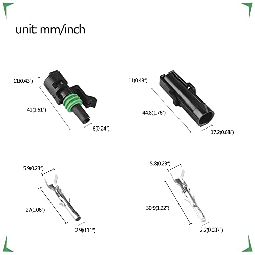 MUYI 10 Kit 1 Pin Way Waterproof Electrical Plugs 2.5mm Series Weatherpack Connector Automotive Sockets Replacement Terminal Pins with Spudger - Image 3