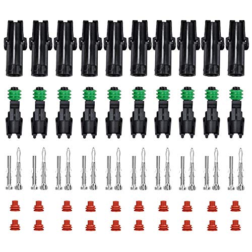 MUYI 10 Kit 1 Pin Way Waterproof Electrical Plugs 2.5mm Series Weatherpack Connector Automotive Sockets Replacement Terminal Pins with Spudger - Image 1
