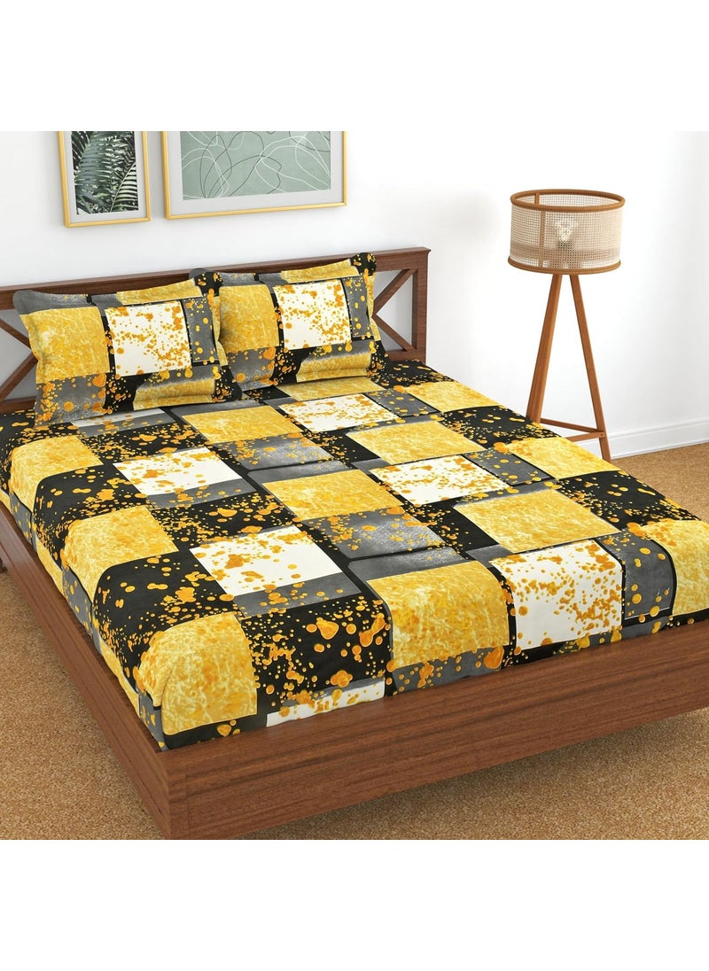 Legacy LEGACY King Size Fitted Elastic Bed Sheet Set -100% Glace Cotton, 204 TC, Softtouch, Durable, Wrinkle-Free, and Stylishly Printed (78x72x8 Inches) with Pillow Cover  - Image 1