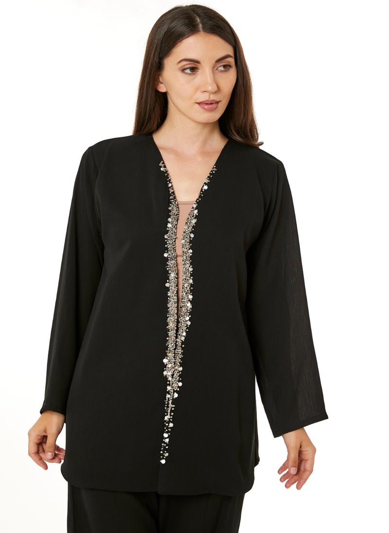 Moistreet Black Zoom Top and Pants Set - Image 2