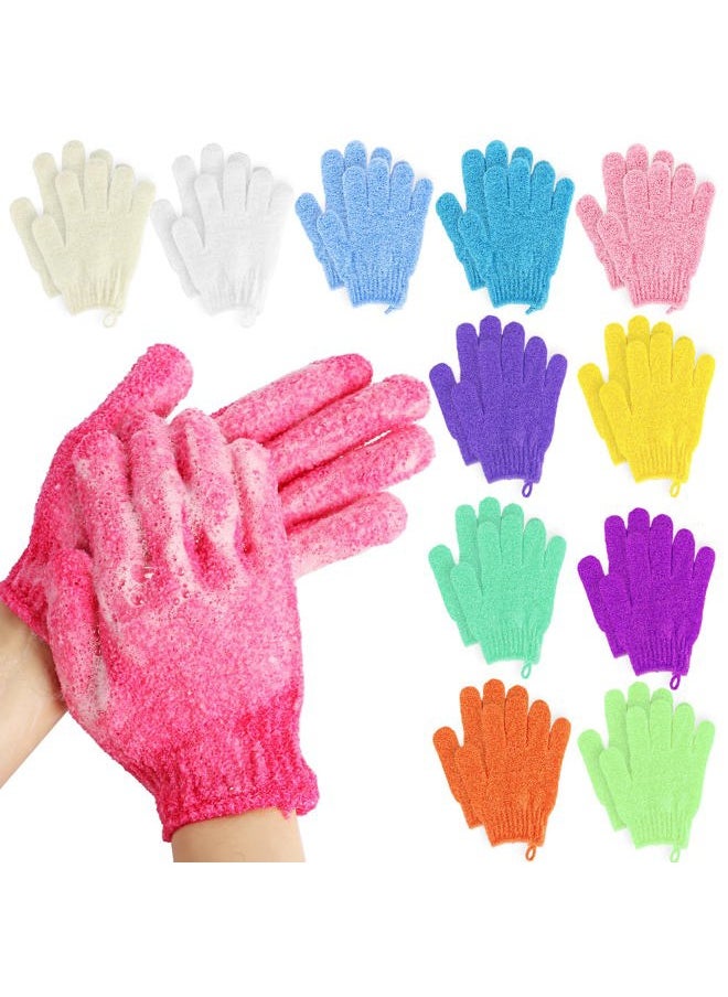 Alotpower - 24 Pieces Exfoliating Bath Gloves, Made of 100% Nylon,12 Colors Double Sided Exfoliating Gloves for Beauty Spa Massage Skin Shower Scrubber Bathing Accessories - Image 1