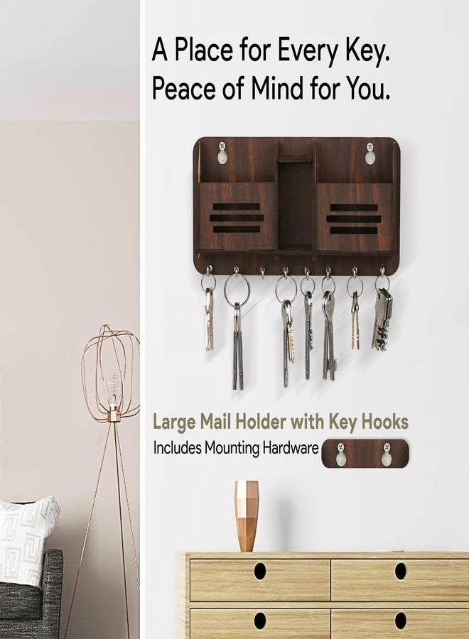 RHF Wooden Key Holder for Wall | Spiritual Decorative Key Hanger with Hooks | Handcrafted Key Stand Organizer for Home, Office, Entryway (Walnut Finish) - Image 4