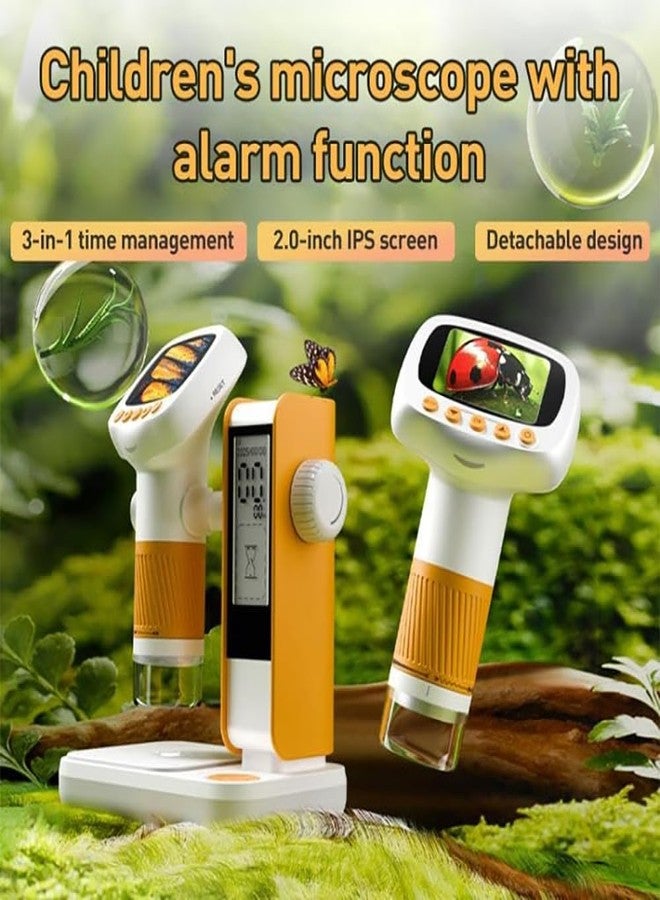 ETZIN Portable Digital Microscope for Kids: 50X-1000X Pocket Microscope with Stand, 2 Inch LCD HD Photo/Video Display with Timer - Scientific Educational Tool for Children 8-12 Years Old (Orange) - Image 2