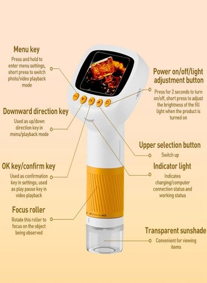 ETZIN Portable Digital Microscope for Kids: 50X-1000X Pocket Microscope with Stand, 2 Inch LCD HD Photo/Video Display with Timer - Scientific Educational Tool for Children 8-12 Years Old (Orange) - Image 5