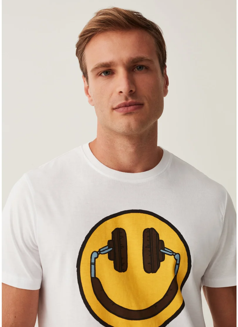 Ovs Cotton T-Shirt With Smile Print