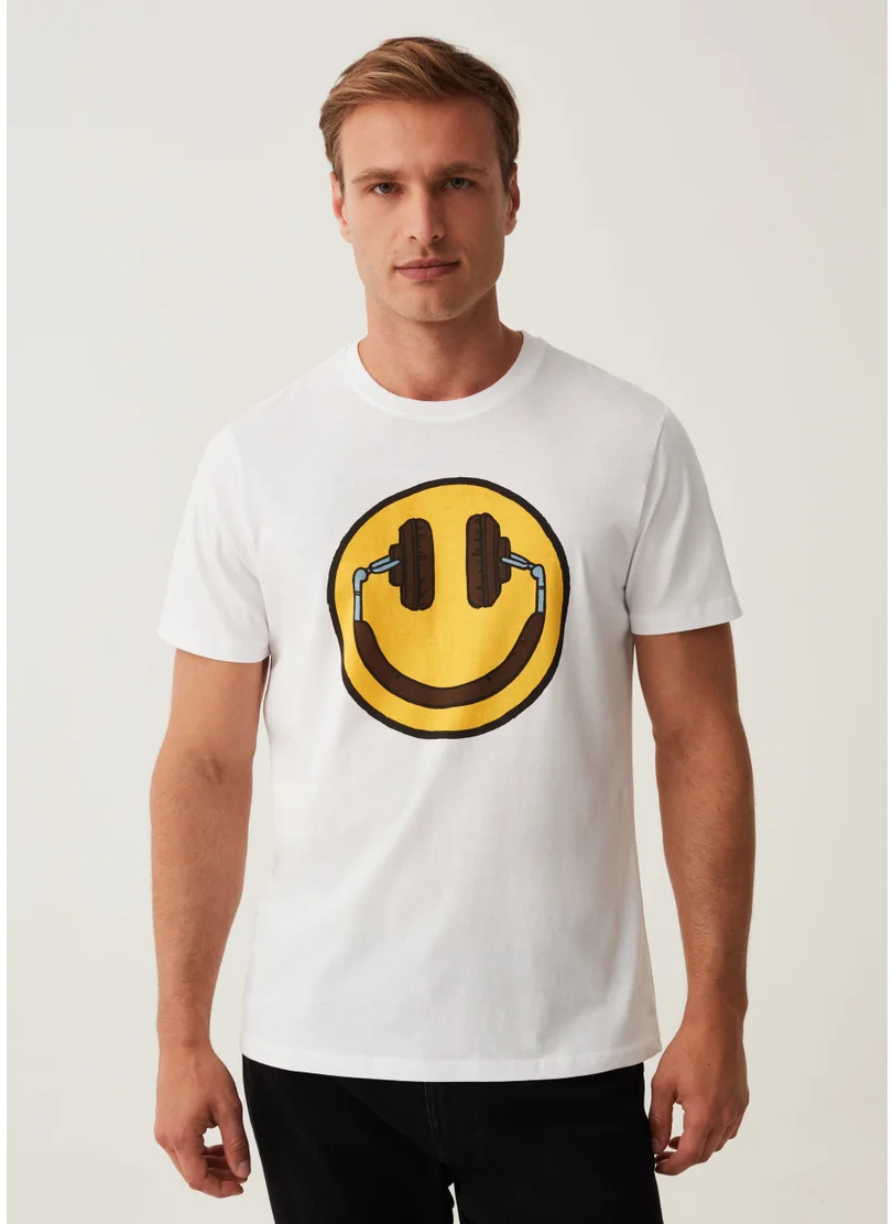 Ovs Cotton T-Shirt With Smile Print