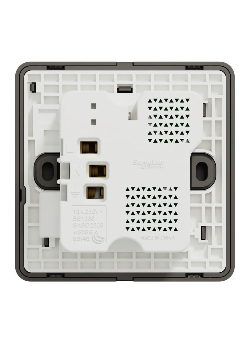 Schneider Electric - Schneider Electric Switched socket with USB charger, Avataron, 21W type A+C, 13A, Dark grey - E8315DACUSB_DG - Image 1