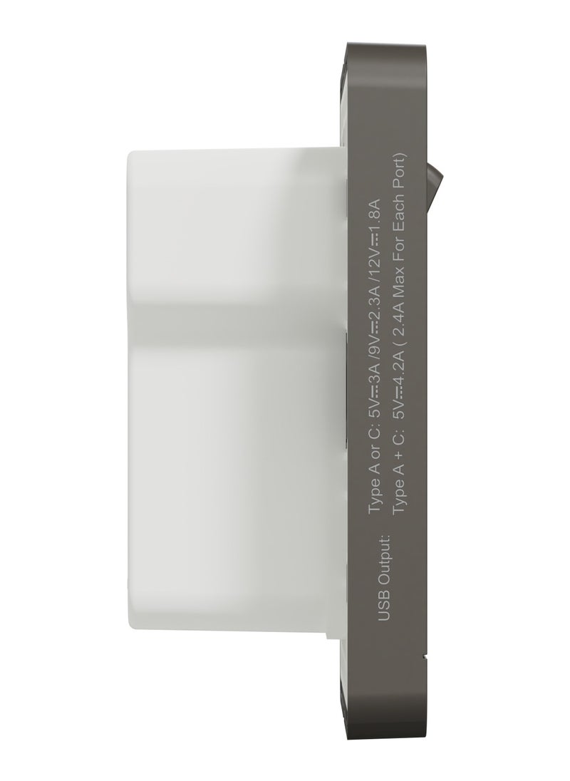 Schneider Electric - Schneider Electric Switched socket with USB charger, Avataron, 21W type A+C, 13A, Dark grey - E8315DACUSB_DG - Image 1
