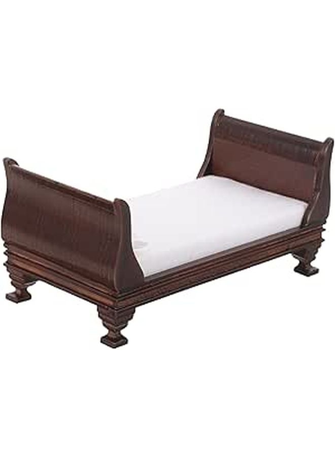 Wooden Miniature Single Bed With Fabric Dollhouse Bedroom Accessory For Play Decoration - Image 1