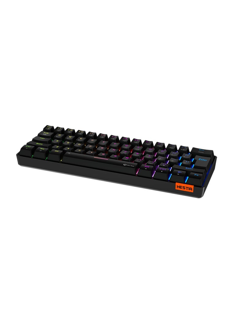 Meetion - MT-MK005BT 60% Gaming Keyboard Wireless Keybroad 12 Multimedia Shortcuts Keys Bluetooth Keybroad With True Mechanical Fixed Shaft LED Backlight Brightness Adjustable Anti-Ghosting Mechanical Keyboard For Windows And Mac Black - Image 1
