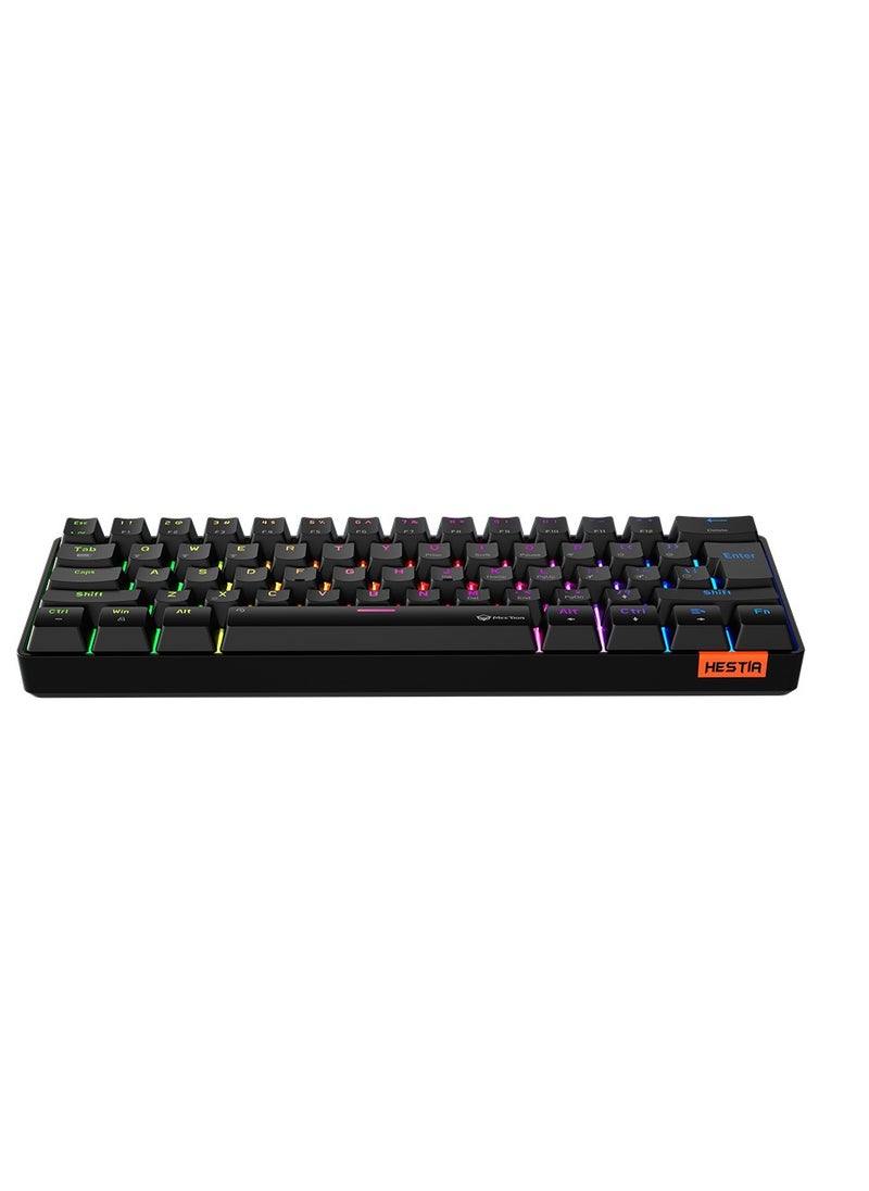 Meetion - MT-MK005BT 60% Gaming Keyboard Wireless Keybroad 12 Multimedia Shortcuts Keys Bluetooth Keybroad With True Mechanical Fixed Shaft LED Backlight Brightness Adjustable Anti-Ghosting Mechanical Keyboard For Windows And Mac Black - Image 1