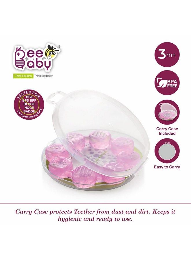 Beebaby Ring Shape Teethers For 6 To 12 Months Bpa Free. Cooling Water Filled Baby Teether Soft Teething Toy For Babies With Carry Case Soothes Gums And Easy To Grip (6 Months+) (Ring Pink) - Image 3