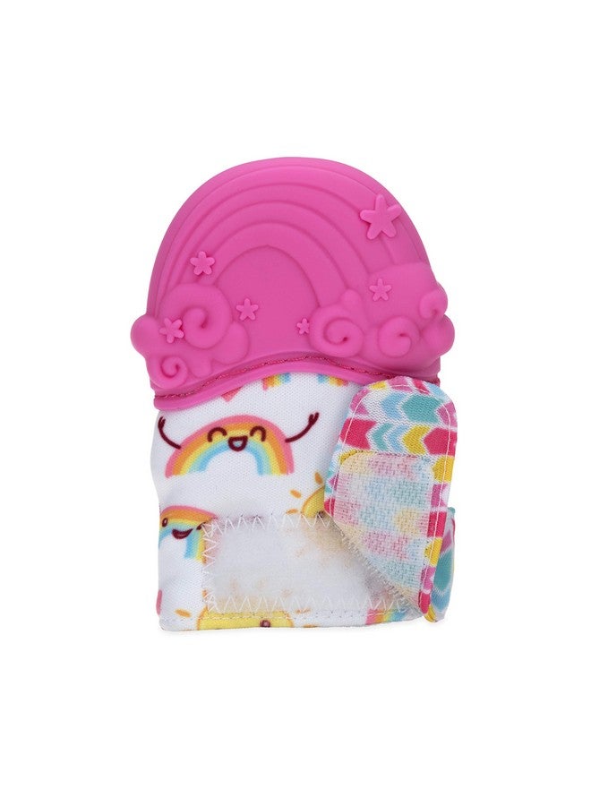 نوبي قفاز التسنين السيليكوني من نوبي هابي هاندز: مناسب للأطفال من عمر 3 أشهر فما فوق، قوس قزح، وردي (80725) - Image 2