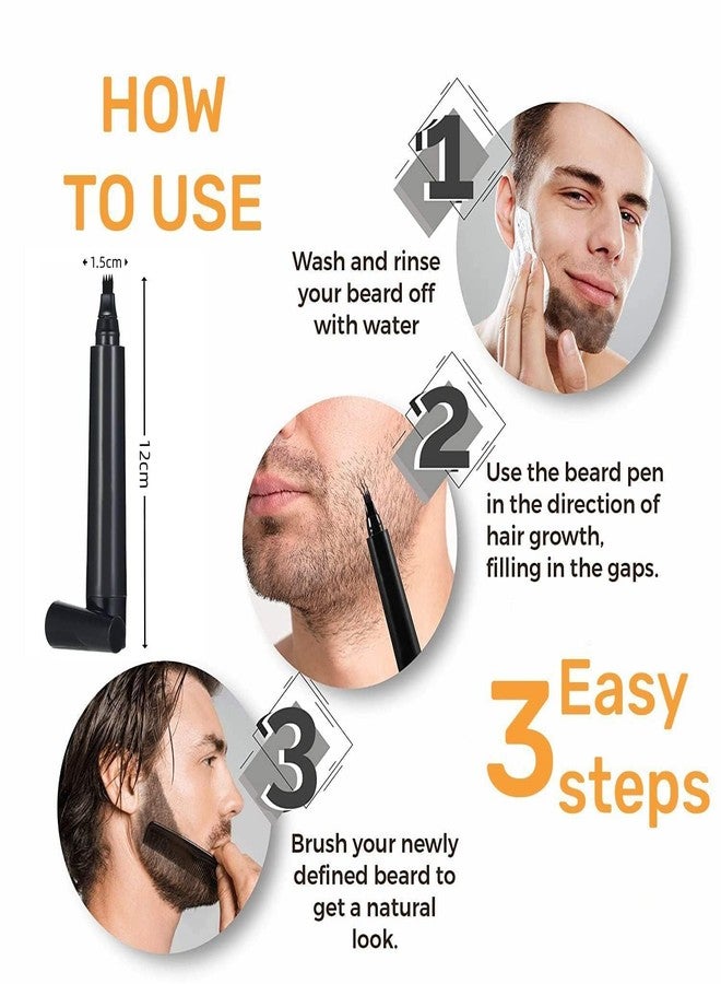 FIRAWER Premium Beard Filler Pen Kit - Waterproof Beard Pencil with Blending Brush | Instant Coverage for Patchy Beard & Mustache | Natural Hair-Like Strokes - Image 3