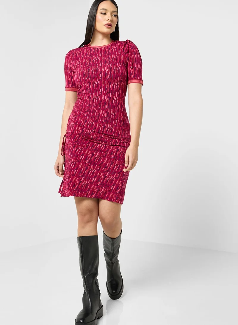 BOSS Ruched Printed Dress