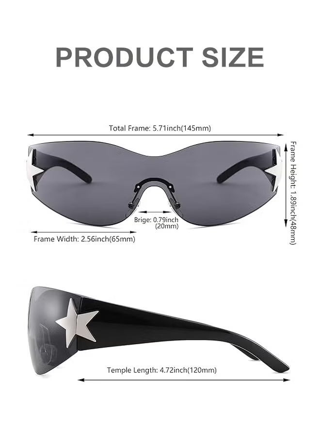 أورجنيزر نظارات شمسية كبيرة الحجم بدون إطار للنساء والرجال، نظارات شمسية مستقبلية بدون إطار من طراز Y2K، نظارات شمسية مسطحة مع حاجب، نظارات شمسية UV400، نظارات شمسية رياضية متجانسة من طراز البانك، نظارات شمسية ملونة عصرية - Image 2