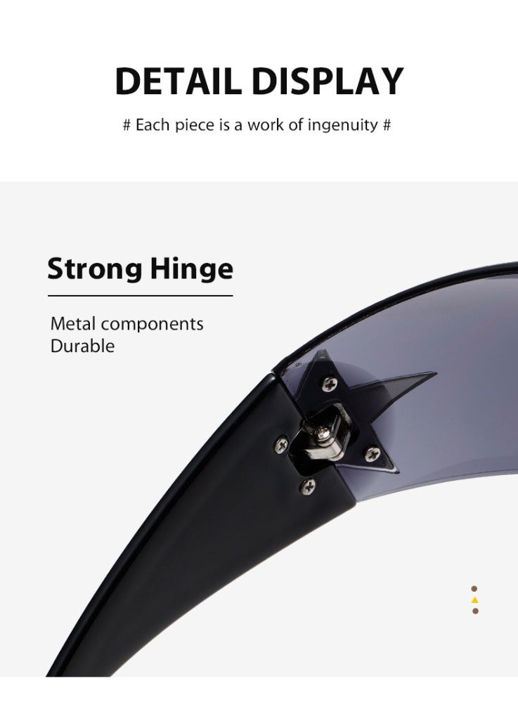 أورجنيزر نظارات شمسية كبيرة الحجم بدون إطار للنساء والرجال، نظارات شمسية مستقبلية بدون إطار من طراز Y2K، نظارات شمسية مسطحة مع حاجب، نظارات شمسية UV400، نظارات شمسية رياضية متجانسة من طراز البانك، نظارات شمسية ملونة عصرية - Image 5