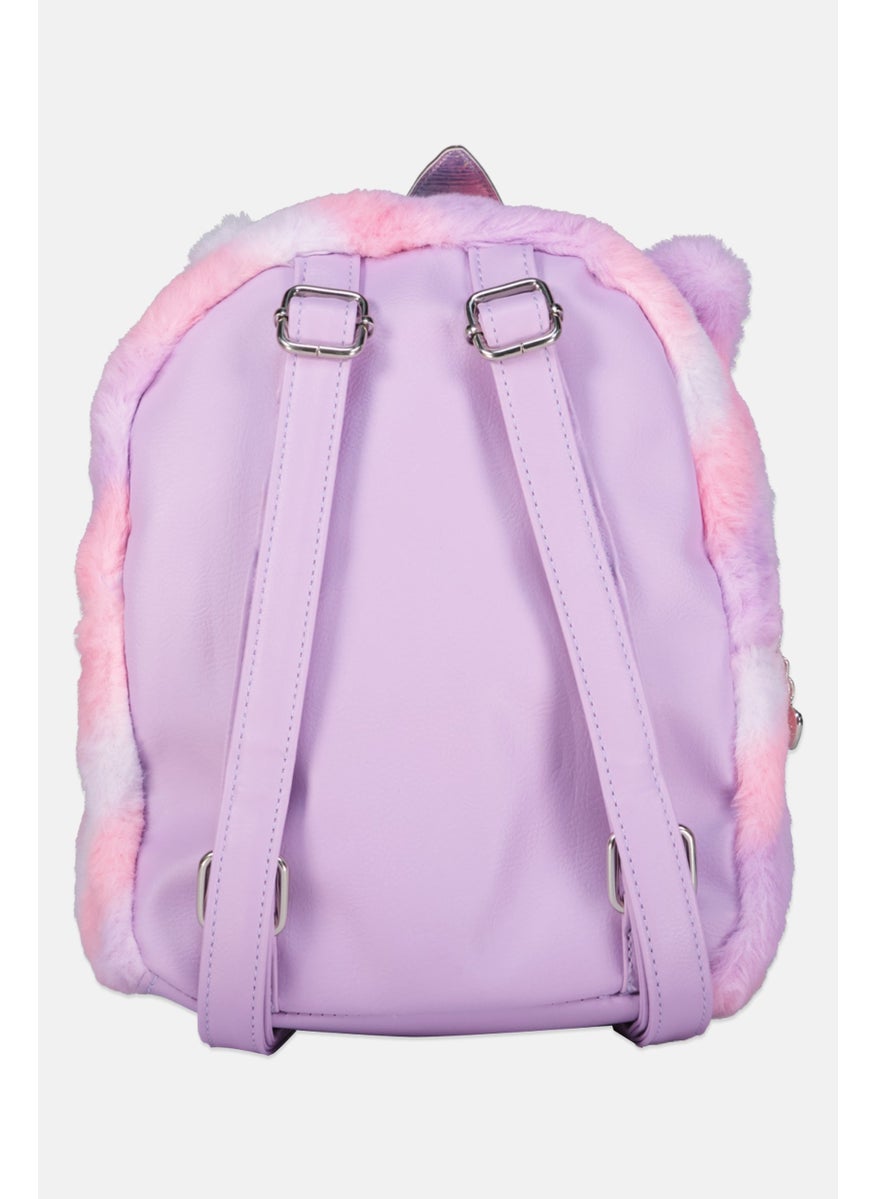 OMG Accessories Kids Girl Faux Fur Mini Backpack 24 H x 23 L x 9 W cm, Purple Combo  - Image 2