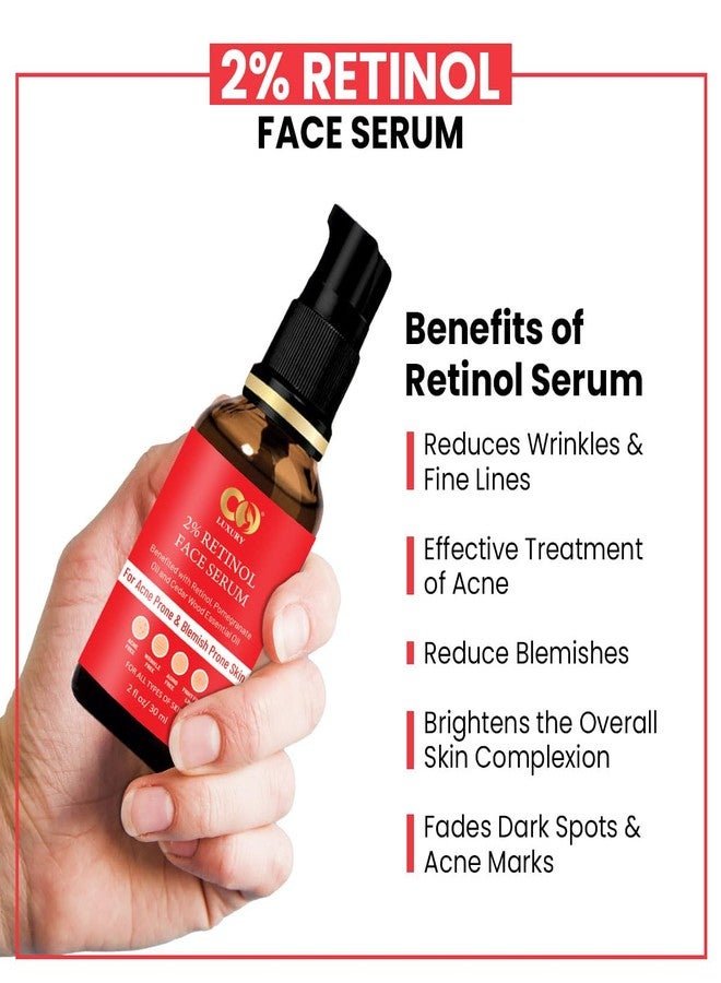 CO LUXURY 2% Retinol & Pomegranate Anti Ageing Serum for Face| Boosts Collagen | Reduces Fine Lines & Wrinkles| For Mature, Combination & Dry Skin | Fights Signs of Ageing, 30ml - Image 4