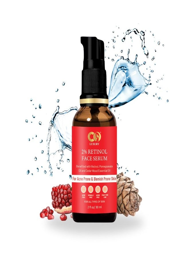 CO LUXURY 2% Retinol & Pomegranate Anti Ageing Serum for Face| Boosts Collagen | Reduces Fine Lines & Wrinkles| For Mature, Combination & Dry Skin | Fights Signs of Ageing, 30ml - Image 1