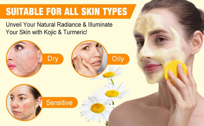 RIVIOX Kojic Acid And Turmeric Cleansing Pads (60 Count), Turmeric Kojic Acid Cleansing Pads For Face Mild & Non-Irritating, Helps Balance Skin Oil & Water, Gentle & Non-Irritating For All Skin Types - Image 3