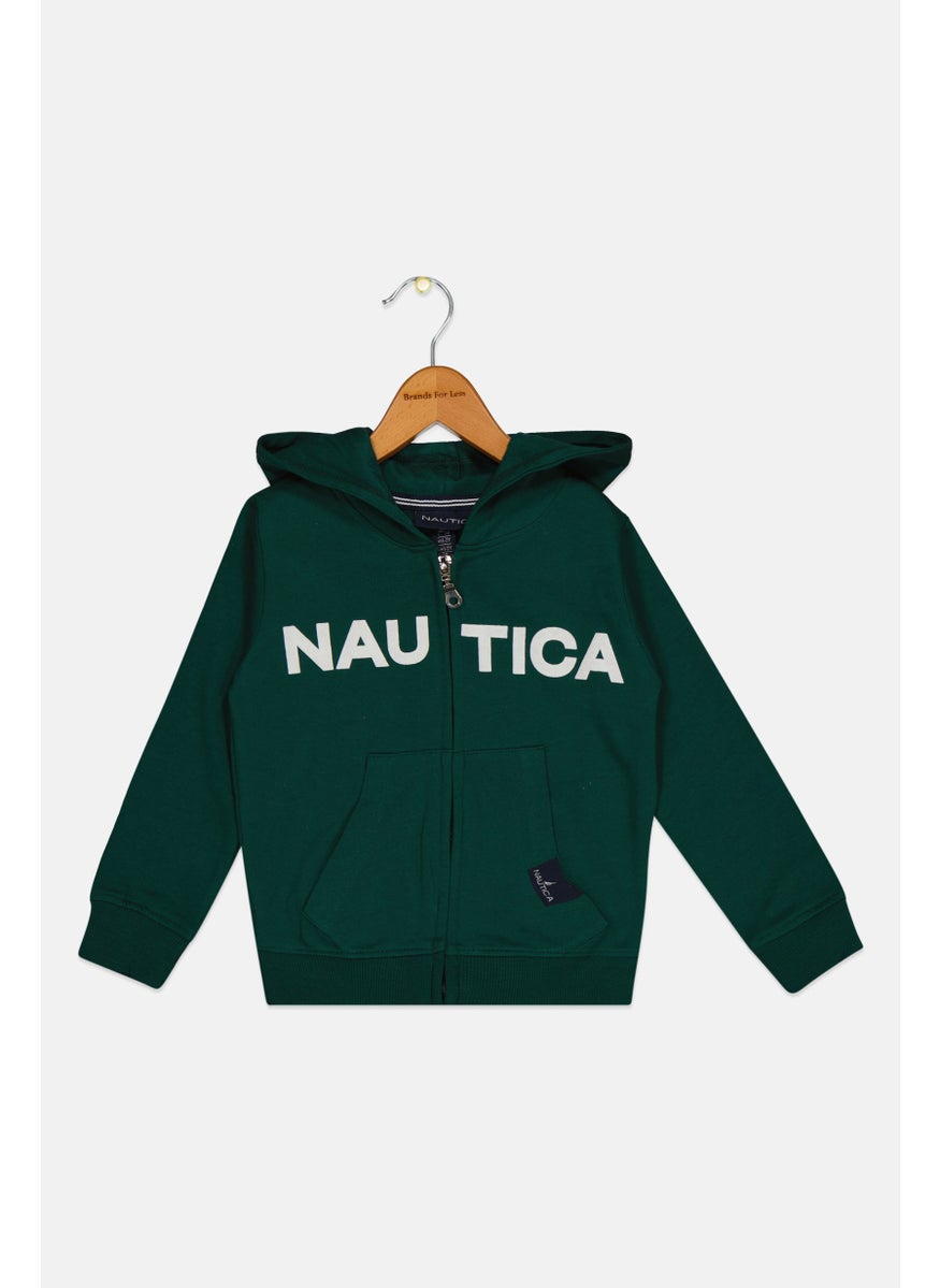 NAUTICA Toddlers Boy Brand Logo Hooded Jacket, Green  - Image 1