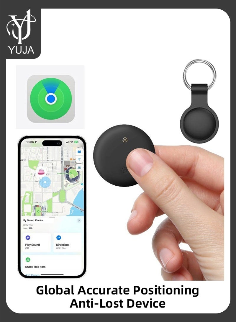 YUJA Smart Tracker Item Finder for Apple Find My (iOS Only), Super MINI Size Key Finder Item Locator for Luggage,Wallet,Bicycle and More, IPX6 Waterproof Works Like Apple Airtag(Black-1 Pack) - Image 1