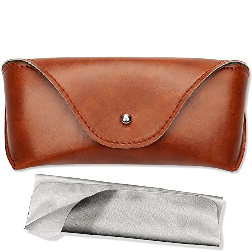 LogHog Portable Leather Glasses Case, Flexible Reading Eyeglass Pouch Slim Case for Women Men Horizontal Sunglasses Case - Image 1