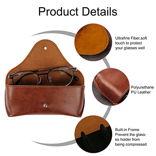 LogHog Portable Leather Glasses Case, Flexible Reading Eyeglass Pouch Slim Case for Women Men Horizontal Sunglasses Case - Image 2