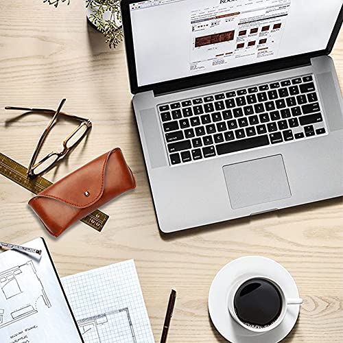 LogHog Portable Leather Glasses Case, Flexible Reading Eyeglass Pouch Slim Case for Women Men Horizontal Sunglasses Case - Image 5