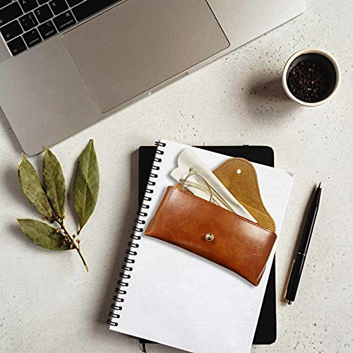 LogHog Portable Leather Glasses Case, Flexible Reading Eyeglass Pouch Slim Case for Women Men Horizontal Sunglasses Case - Image 4