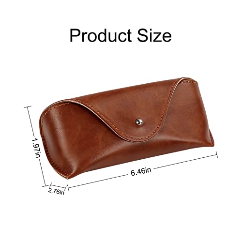 LogHog Portable Leather Glasses Case, Flexible Reading Eyeglass Pouch Slim Case for Women Men Horizontal Sunglasses Case - Image 3