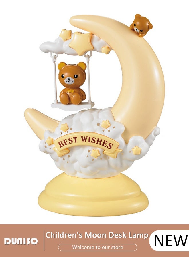 DUNISO Moon Night Light, LED Night Light Cartoon Nursery Lamp Ornaments Bedside Table Lamp for Children Kid Girl Home Decor - Image 1